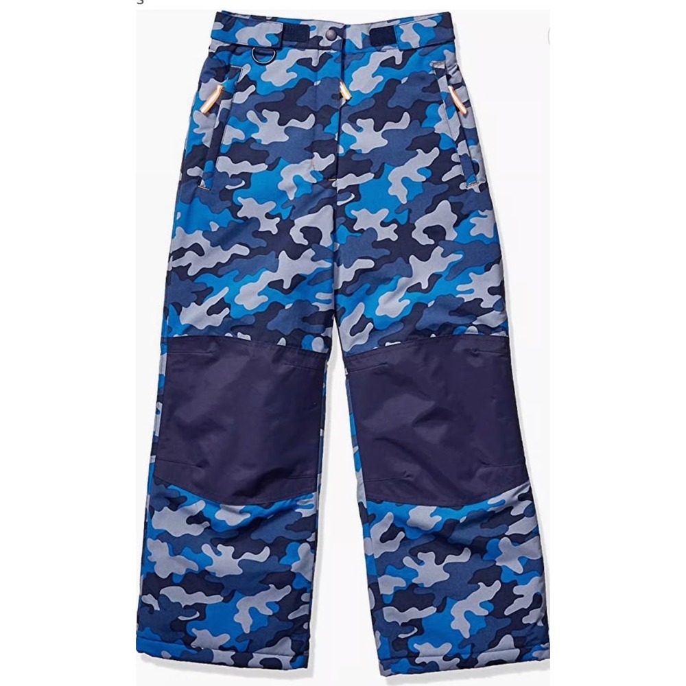Amazon Essentials Kids Blue Camo Insulated Snow‎ Pants Size M 8 Winter Ski Pants